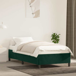 Estrutura de cama sem colchão 90x200 cm veludo verde-escuro
