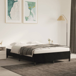 Estrutura de cama sem colchão 140x190 cm veludo preto