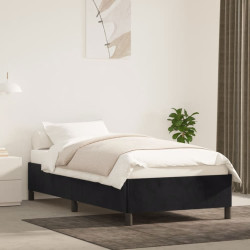 Estrutura de cama sem colchão 100x200 cm veludo preto