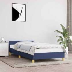 Estrutura cama c/ cabeceira sem colchão tecido 90x190 cm azul