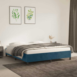 Estrutura de cama sem colchão 160x200 cm veludo azul-escuro