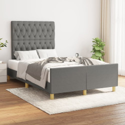 Estrutura de cama sem colchão 120x200 cm tecido cinzento-escuro