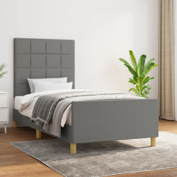 Estrutura de cama sem colchão 80x200 cm tecido cinzento-escuro