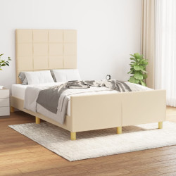 Estrutura de cama sem colchão 120x200 cm tecido cor creme