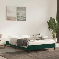 Estrutura de cama sem colchão 120x200 cm veludo verde-escuro