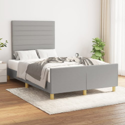 Estrutura de cama sem colchão 120x200 cm tecido cinzento-claro