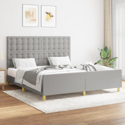 Estrutura de cama sem colchão 160x200 cm tecido cinzento-claro