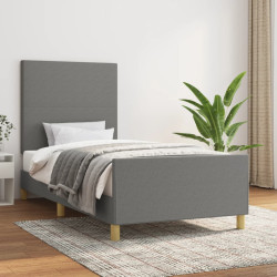 Estrutura de cama sem colchão 90x190 cm tecido cinzento-escuro