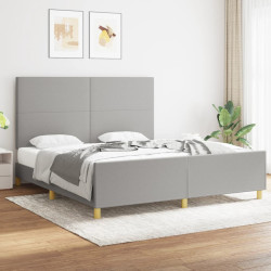 Estrutura de cama sem colchão 180x200 cm tecido cinzento-claro