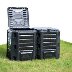 Caixote de compostagem para jardim 380 l preto
