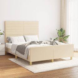 Estrutura de cama sem colchão 140x200 cm tecido cor creme