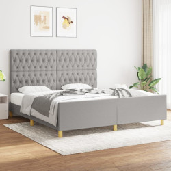 Estrutura de cama sem colchão 180x200 cm tecido cinzento-claro
