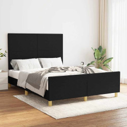 Estrutura de cama sem colchão 140x190 cm tecido preto