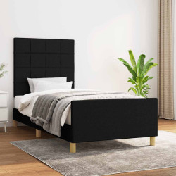 Estrutura de cama sem colchão 90x200 cm tecido preto