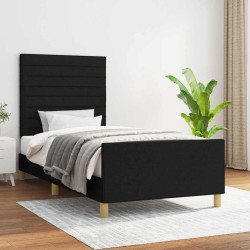 Estrutura de cama sem colchão 80x200 cm tecido preto