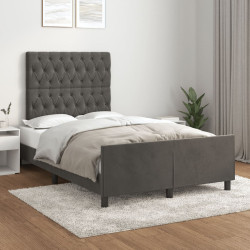 Estrutura de cama sem colchão 120x200 cm veludo cinzento-escuro