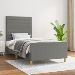 Estrutura de cama sem colchão 90x190 cm tecido cinzento-escuro