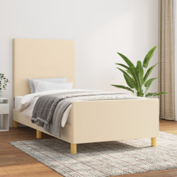 Estrutura de cama sem colchão 90x200 cm tecido creme
