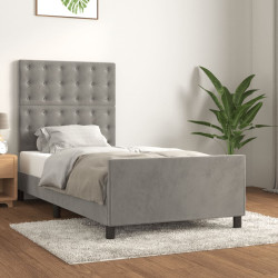 Estrutura de cama sem colchão 100x200 cm veludo cinzento-claro