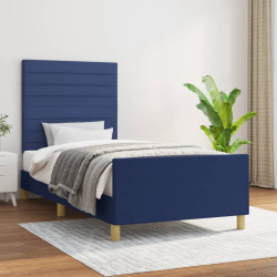 Estrutura de cama sem colchão 100x200 cm tecido azul