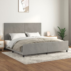 Estrutura de cama sem colchão 200x200 cm veludo cinzento-claro