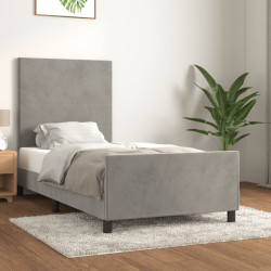 Estrutura de cama sem colchão 90x190 cm veludo cinzento-claro