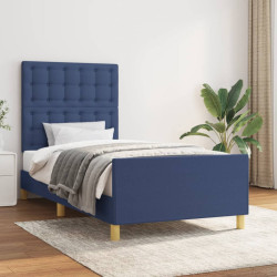 Estrutura de cama sem colchão 100x200 cm tecido azul