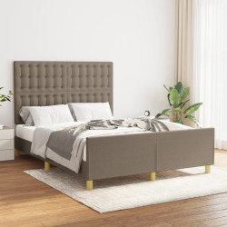 Cama sem colchão 140x190 cm tecido castanho-acinzentado