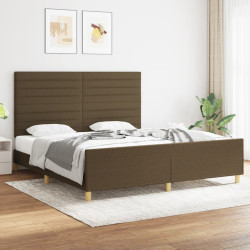 Estrutura de cama sem colchão 180x200 cm tecido castanho-escuro