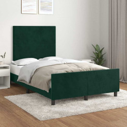 Estrutura de cama sem colchão 120x200 cm veludo verde-escuro