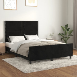 Estrutura de cama sem colchão 140x200 cm veludo preto