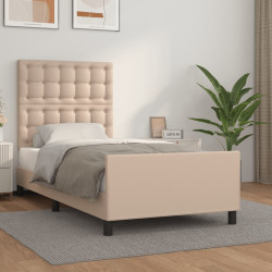 Estrutura cama cabeceira 100x200 cm couro artificial cappuccino