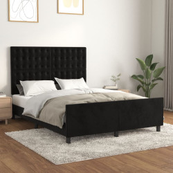 Estrutura de cama sem colchão 140x190 cm veludo preto