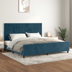 Estrutura de cama sem colchão 200x200 cm veludo azul-escuro