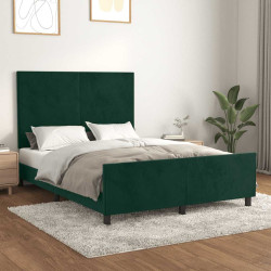 Estrutura de cama sem colchão 140x190 cm veludo verde-escuro