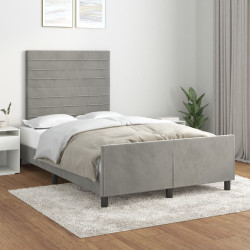 Estrutura de cama sem colchão 120x200 cm veludo cinzento-claro