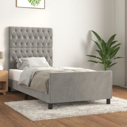 Estrutura de cama sem colchão 100x200 cm veludo cinzento-claro