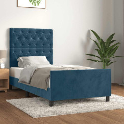 Estrutura de cama sem colchão 80x200 cm veludo azul-escuro