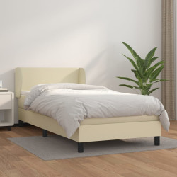 Cama com molas/colchão 80x200 cm couro artificial cor creme