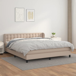 Cama com molas/colchão 160x200 cm couro artificial cappuccino