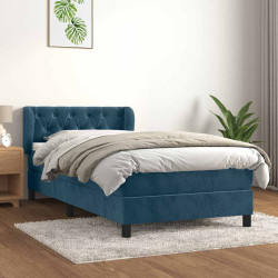 Cama com molas/colchão 200x200 cm veludo azul-escuro