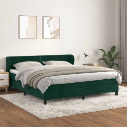 Cama com molas/colchão 180x200 cm veludo verde-escuro