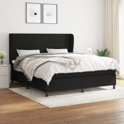 Cama com molas/colchão 160x200 cm tecido preto