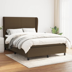 Cama com molas/colchão 140x200 cm tecido castanho-escuro