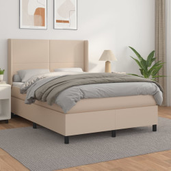 Cama com molas/colchão 140x200 cm couro artificial cappuccino