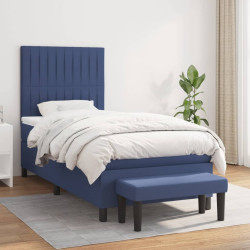 Cama com molas/colchão 80x200 cm tecido azul
