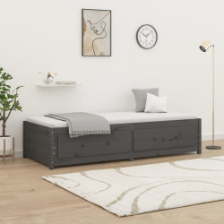 Sofá-cama 90 x 200 cm madeira de pinho maciça cinzento