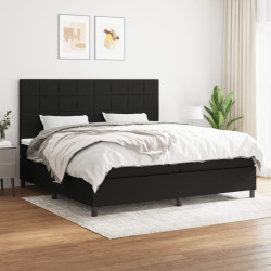 Cama com molas/colchão 200x200 cm tecido preto