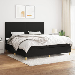 Cama com molas/colchão 200x200 cm tecido preto