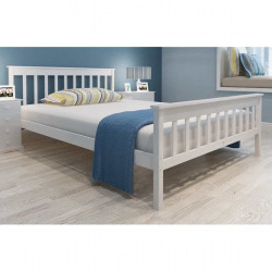 Cama com colchão 140x200 cm madeira de pinho maciça